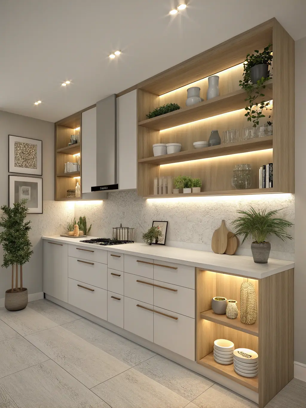 A modern kitchen design featuring sleek countertops, stainless steel appliances, and custom cabinetry, showcasing JG Construction Service's expertise in kitchen remodeling.